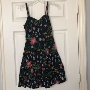 Black Floral Print Summer Dress